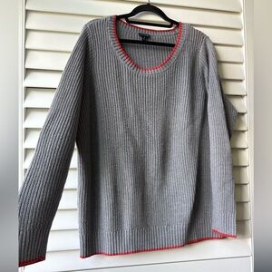 Torrid Gray Ribbed Sweater with Orange/Red Trim